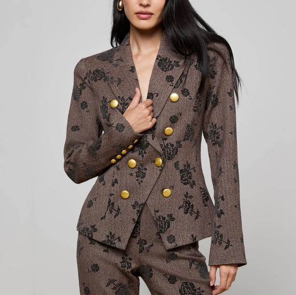 L'AGENCE Jackets & Blazers - L'AGENCE Bethany Flocked Herringbone Blazer